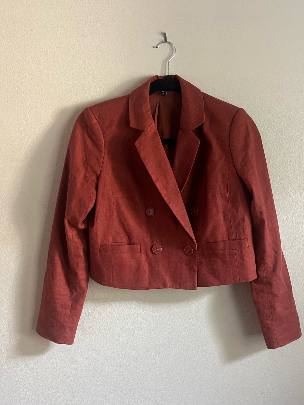 Express Rust Terracotta Cropped Double Breasted Blazer Size XS